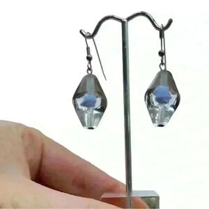 NWOT clear & light blue Venetian glass dangle earrings